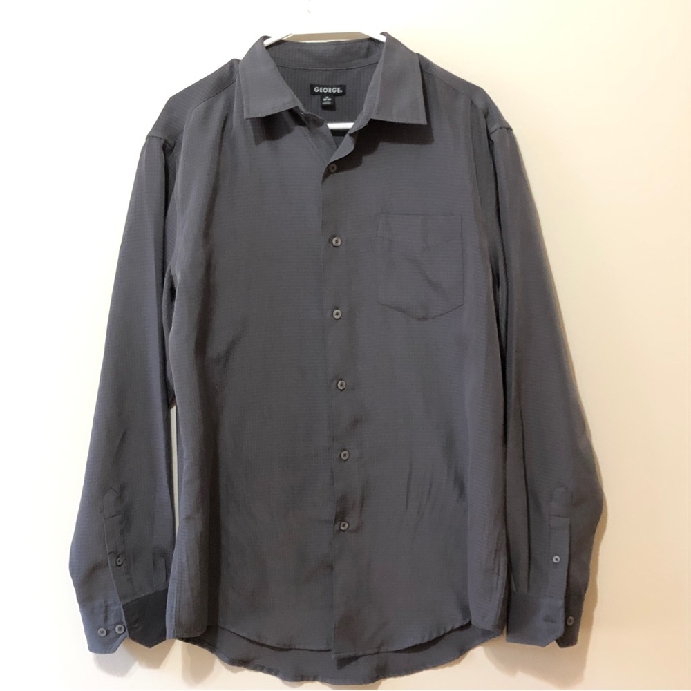 George Long Sleeve Button Down Shirt - Dark Gray - M 38-40